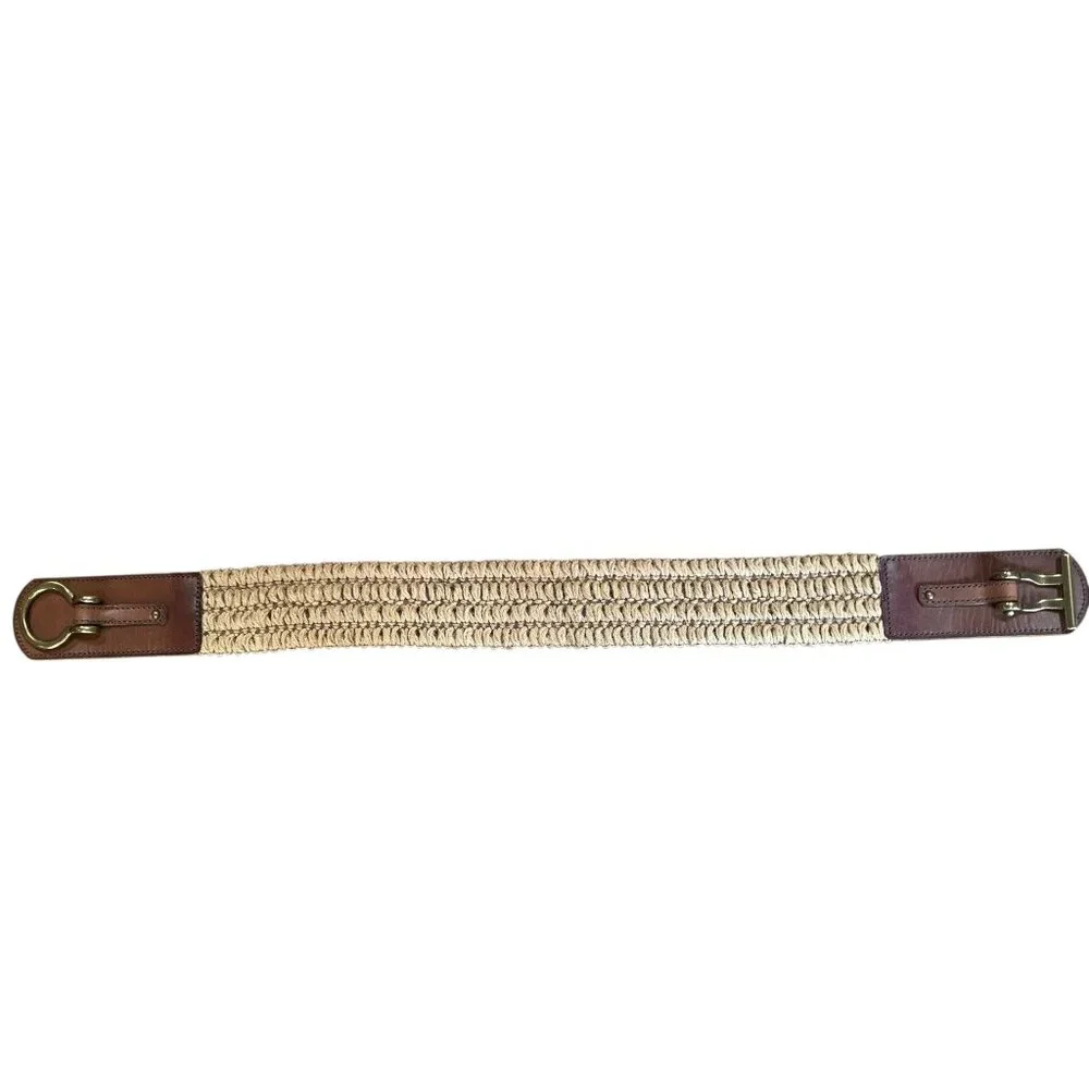 Fossil Leather & Macrame Stretch Belt with Burnished Gold Buckle Womens O/S - Picture 4 of 14
